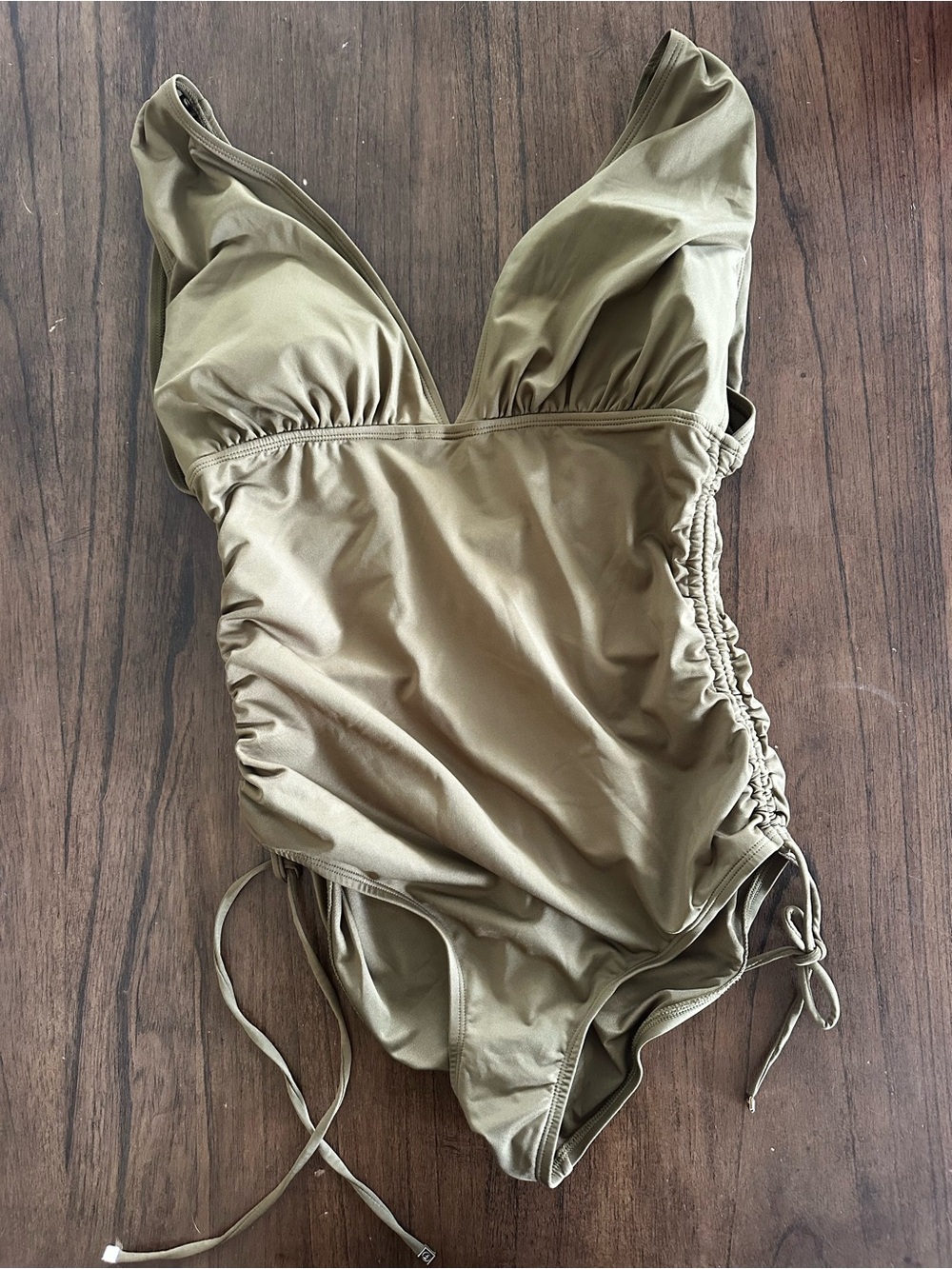 Michael Kors One Piece Swimsuit Womens 14 Golden Olive Plunge NWT